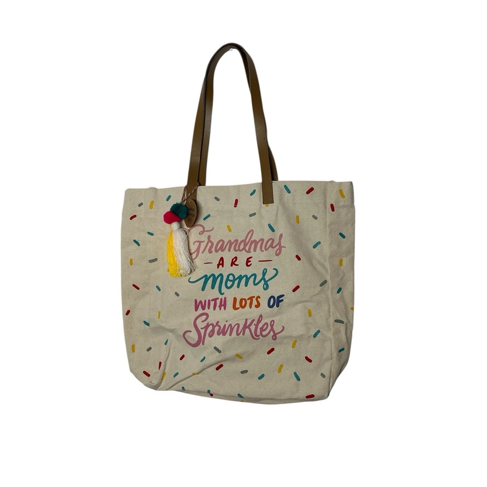 New DILLEN & ARI Canvas Tote Bag Grandma are Moms with Sprinkles Shopping Bag